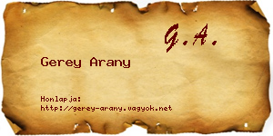 Gerey Arany névjegykártya